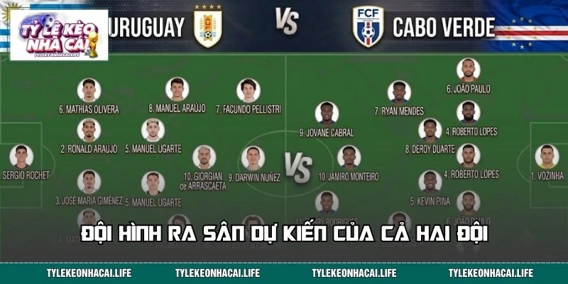 Lực lượng ra sân dự kiến của cả Uruguay và Cabo Verde